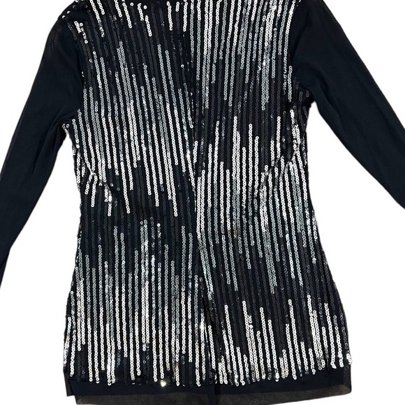 Elegantissimo Firenze Woman’s Blouse Large Black Sequined Sheer Long Sleeves - Picture 2 of 11